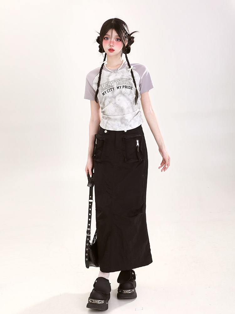 Trendy Women's Tie-Dye Short Sleeve T-Shirt with Pleated Design - American Style Summer Top for a Cool, Spicy Look Trendy Women's Tie-Dye Short Sleeve T-Shirt with Pleated Design - American Style Summer Top for a Cool, Spicy Look