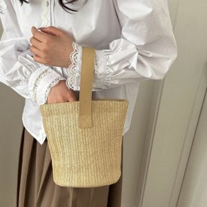 Trendy Woven Beach Bucket Bag - Casual Tote for Women, Handheld Vacation Bag, Perfect for Summer and Coastal Getaways
