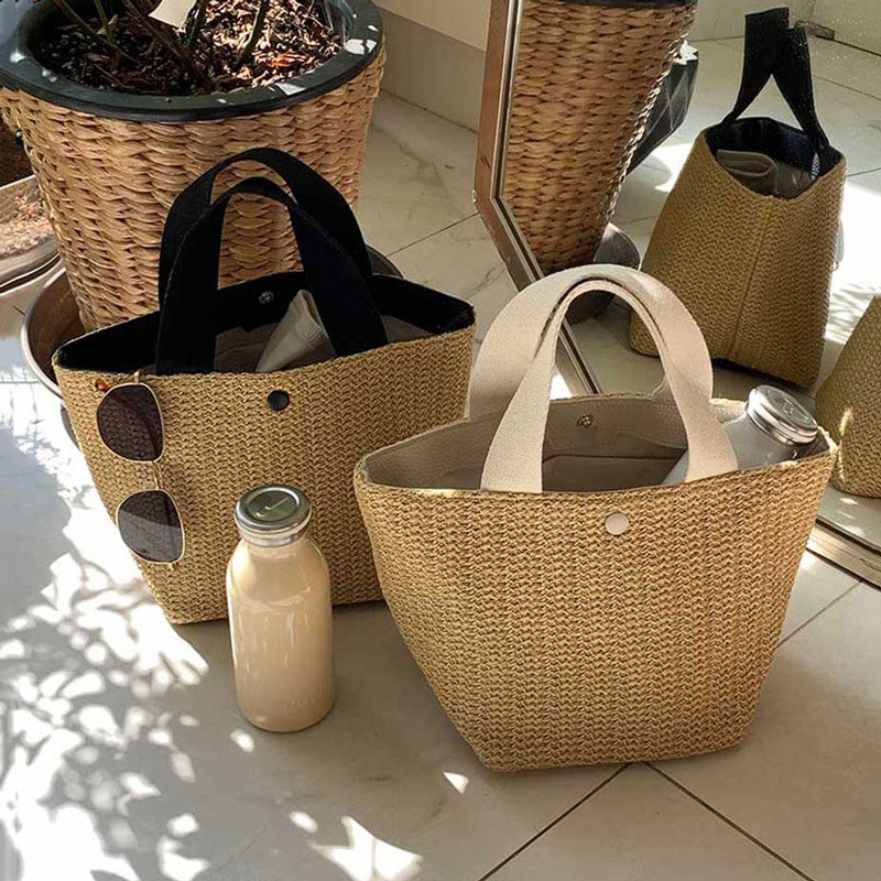 Trendy Woven Straw Tote Bag for Women - Versatile Beach Vacation Fairy Style French Design, 2025 Collection