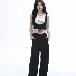 Two-Piece Halter Crop Top for Women with Unique Patchwork Design - Spicy Girl Style, Perfect for 90s and Y2K Fashion Lovers
