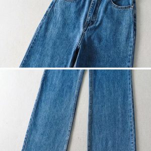 Ultra-Long High-Waisted Vintage Jeans for Women - Slim-Fit, Floor-Length, Lightweight Fabric, Perfect for 90s and Y2K Styles