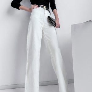 Ultra-Long High-Waisted Vintage Jeans for Women - Slim-Fit, Floor-Length, Lightweight Fabric, Perfect for 90s and Y2K Styles