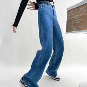 Ultra-Long High-Waisted Vintage Jeans for Women - Slim-Fit, Floor-Length, Lightweight Fabric, Perfect for 90s and Y2K Styles