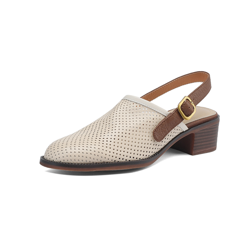 Ultra-Soft Lambskin Hollow-Out Toe Women's Sandals - Vintage-Inspired Design for Chic Summer Style