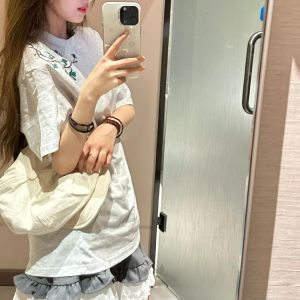 Unique Floral Embroidered Short Sleeve T-Shirt for Women - Retro High-End Summer Tee with Distinctive Shoulder Design