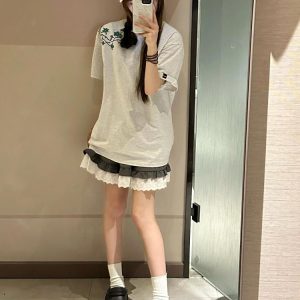 Unique Floral Embroidered Short Sleeve T-Shirt for Women - Retro High-End Summer Tee with Distinctive Shoulder Design