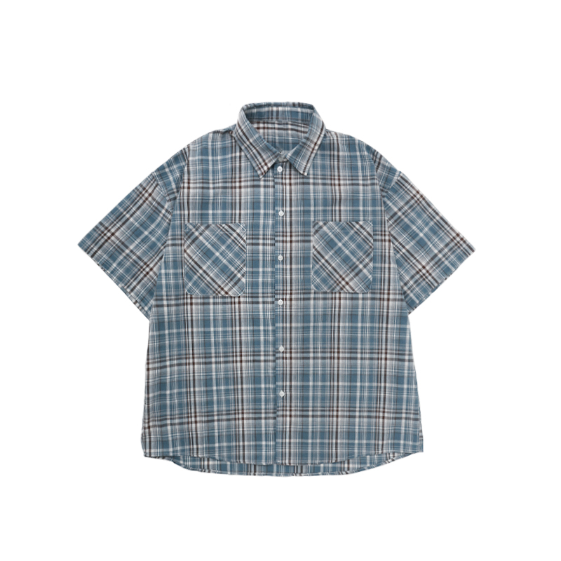 Unisex American Retro Brushed Plaid Short Sleeve T-Shirt - Casual Loose Fit Summer Shirt for Couples Unisex American Retro Brushed Plaid Short Sleeve T-Shirt - Casual Loose Fit Summer Shirt for Couples