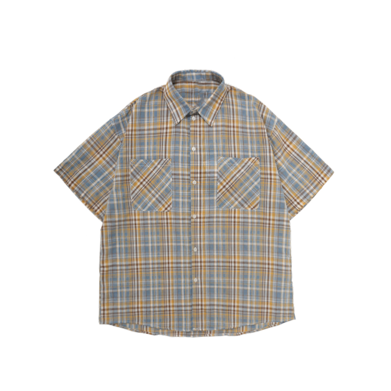 Unisex American Retro Brushed Plaid Short Sleeve T-Shirt - Casual Loose Fit Summer Shirt for Couples Unisex American Retro Brushed Plaid Short Sleeve T-Shirt - Casual Loose Fit Summer Shirt for Couples