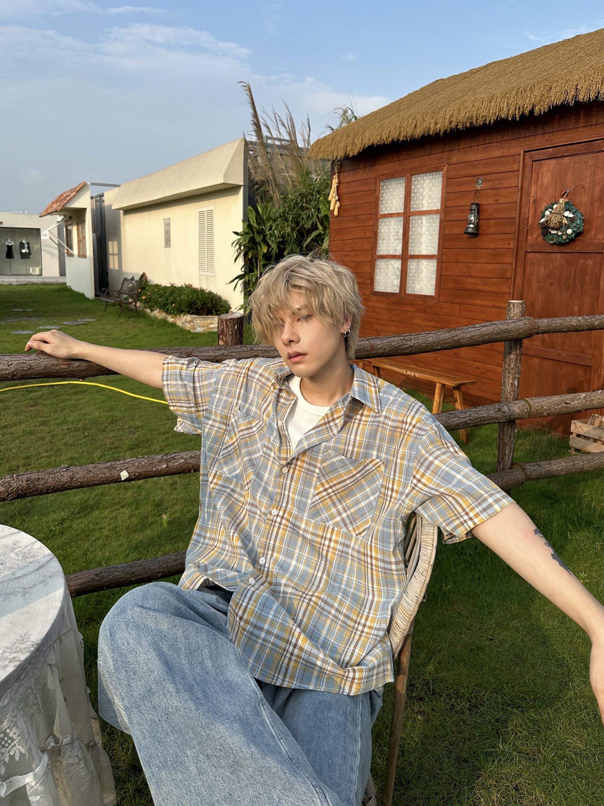 Unisex American Retro Brushed Plaid Short Sleeve T-Shirt - Casual Loose Fit Summer Shirt for Couples Unisex American Retro Brushed Plaid Short Sleeve T-Shirt - Casual Loose Fit Summer Shirt for Couples