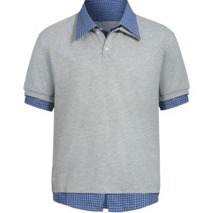 Unisex American-Style Plaid Polo Shirt - Spliced Faux Two-Piece, Loose Casual Short Sleeve for Summer Trend