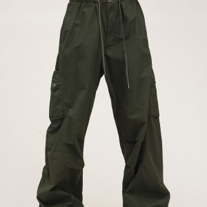 Unisex American Vintage Melange Work Pants with Zipper Pocket - Trendy Straight Loose Casual Style