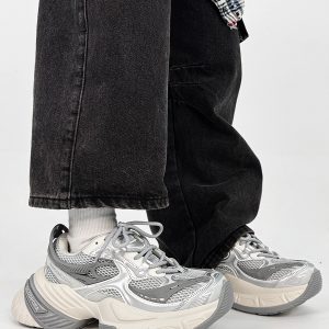 Unisex Black Scorpio Dad Shoes - Retro Thick-Soled Height-Increasing Sports Sneakers, Warrior Mecha Style, Trendy National Design