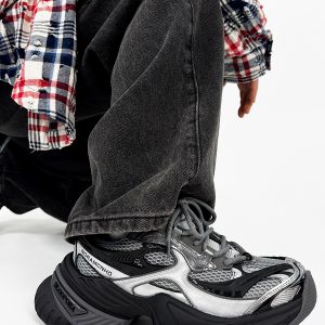 Unisex Black Scorpio Dad Shoes - Retro Thick-Soled Height-Increasing Sports Sneakers, Warrior Mecha Style, Trendy National Design