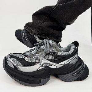 Unisex Black Scorpio Dad Shoes - Retro Thick-Soled Height-Increasing Sports Sneakers, Warrior Mecha Style, Trendy National Design