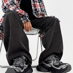 Unisex Black Scorpio Dad Shoes - Retro Thick-Soled Height-Increasing Sports Sneakers, Warrior Mecha Style, Trendy National Design