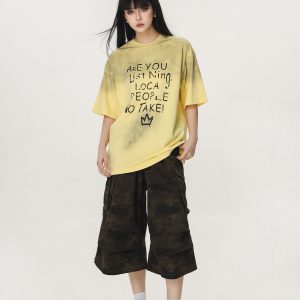 Unisex Camouflage Seven-Point Pants - Casual Workwear, Summer Loose Straight-Cut Shorts for Men and Women, 90s Inspired