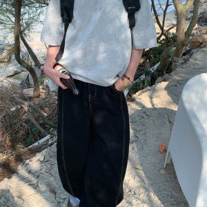 Unisex Deconstructed Solid Color Round Neck Short Sleeve T-Shirt - Summer Versatile Casual Top - Trendy 90s Inspired Fashion