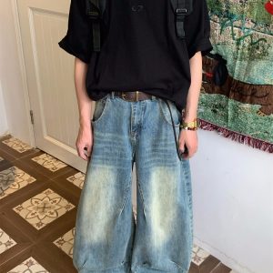 Unisex Deconstructed Solid Color Round Neck Short Sleeve T-Shirt - Summer Versatile Casual Top - Trendy 90s Inspired Fashion