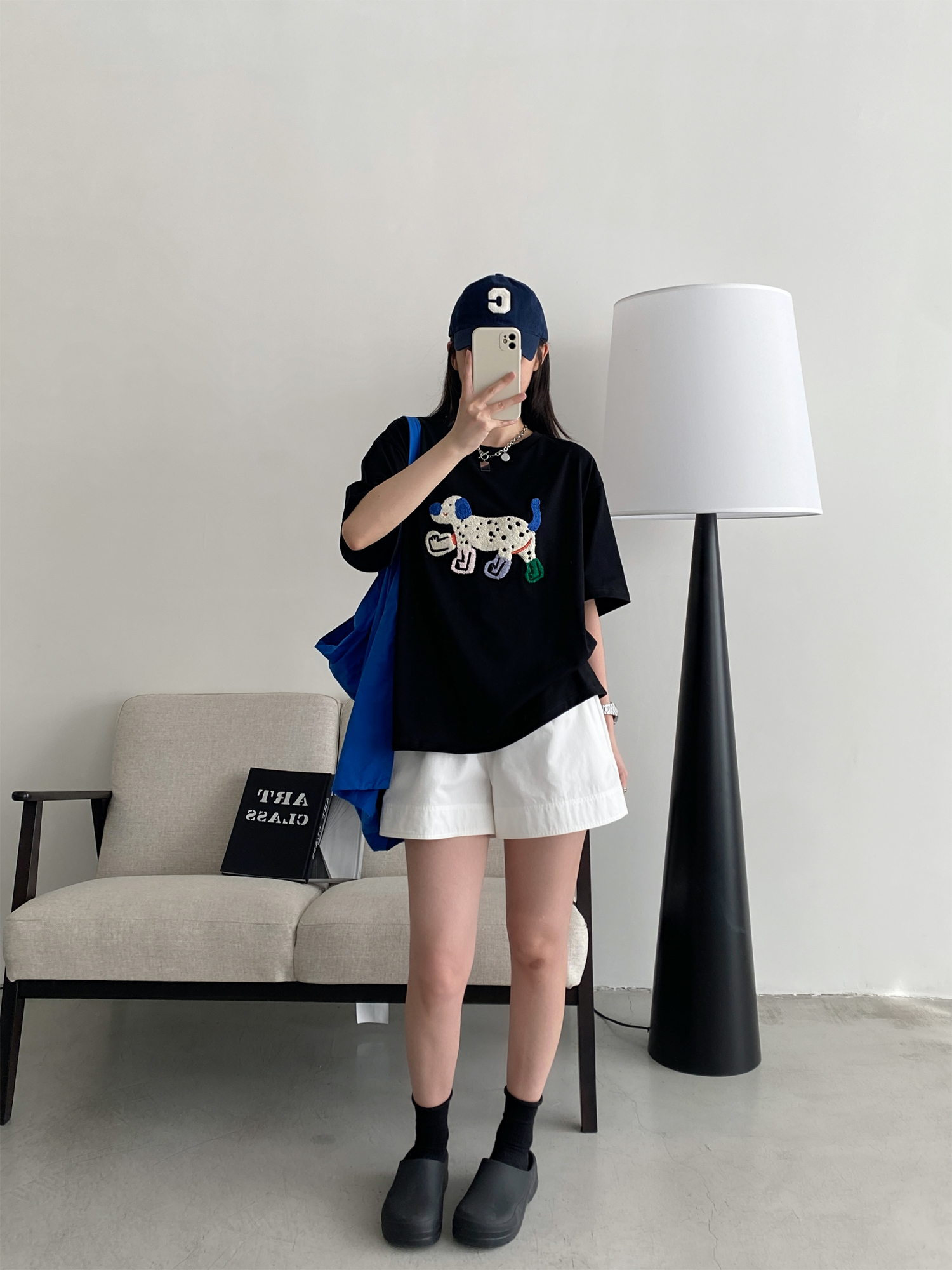 Unisex Dog Embroidered Short Sleeve Cotton T-Shirt - Relaxed Fit Summer Street Style Unisex Dog Embroidered Short Sleeve Cotton T-Shirt - Relaxed Fit Summer Street Style