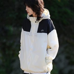 Unisex Japanese-Style Color-Blocking Lightweight Sun Protection Jacket - Breathable Retro Outdoor UV Shield for Summer
