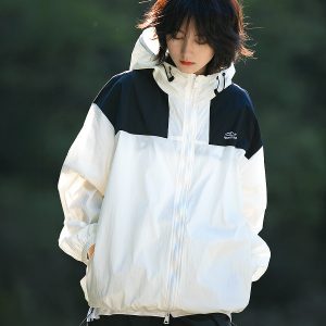 Unisex Japanese-Style Color-Blocking Lightweight Sun Protection Jacket - Breathable Retro Outdoor UV Shield for Summer