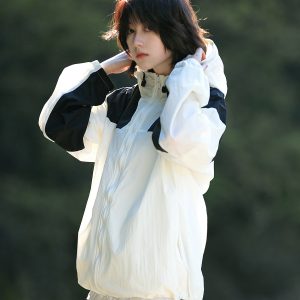 Unisex Japanese-Style Color-Blocking Lightweight Sun Protection Jacket - Breathable Retro Outdoor UV Shield for Summer