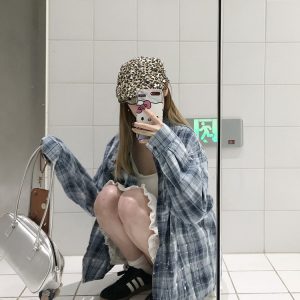 Unisex Long Sleeve Plaid Ink Splash Shirt Jacket - Vintage Loose Fit for Spring & Autumn, Perfect for 90s & Y2K Style