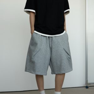 Unisex Loose-Fitting Deconstructed Pleated Shorts with Large Pockets - 2025 Fashion Trend, Five-Point Length