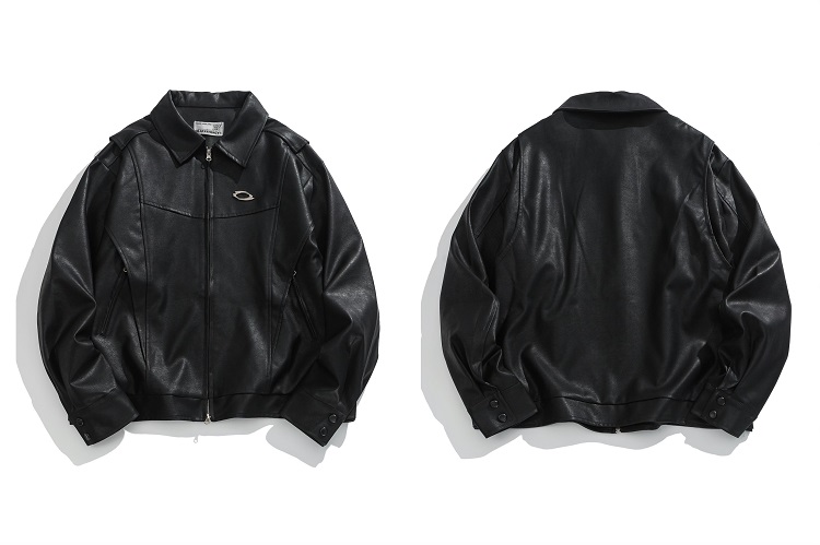 Unisex Oversized Relaxed Fit Black Leather Motorcycle Jacket - Vintage American Style Unisex Oversized Relaxed Fit Black Leather Motorcycle Jacket - Vintage American Style