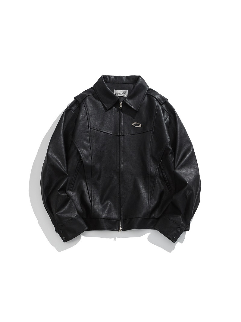 Unisex Oversized Relaxed Fit Black Leather Motorcycle Jacket - Vintage American Style Unisex Oversized Relaxed Fit Black Leather Motorcycle Jacket - Vintage American Style