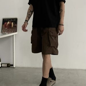 Unisex Retro Cargo Shorts - Japanese Style Summer Commuting Loose Straight Five-Point Pants for Outdoor Trend