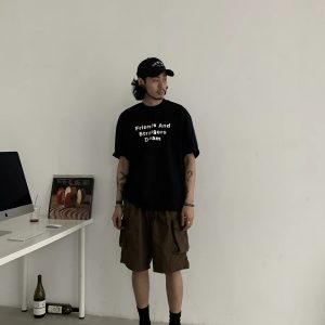 Unisex Retro Cargo Shorts - Japanese Style Summer Commuting Loose Straight Five-Point Pants for Outdoor Trend