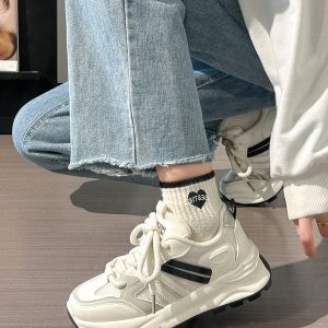 Unisex Retro Dad Shoes - Breathable Mesh Summer Sneakers for Couples - Versatile Soft-Soled White Footwear