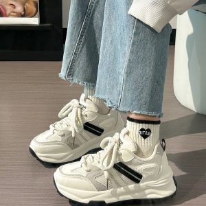 Unisex Retro Dad Shoes - Breathable Mesh Summer Sneakers for Couples - Versatile Soft-Soled White Footwear