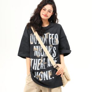 Unisex Retro Graffiti Letter Design Short-Sleeve T-Shirt - Summer Versatile Couple Tee, 90s American Street Style