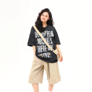 Unisex Retro Graffiti Letter Design Short-Sleeve T-Shirt - Summer Versatile Couple Tee, 90s American Street Style