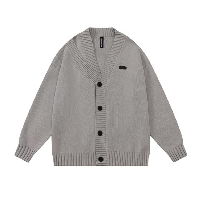 Unisex Retro Minimalist V-Neck Sweater Cardigan - Loose Fit Trendy Knitted Jacket for Early Spring Style