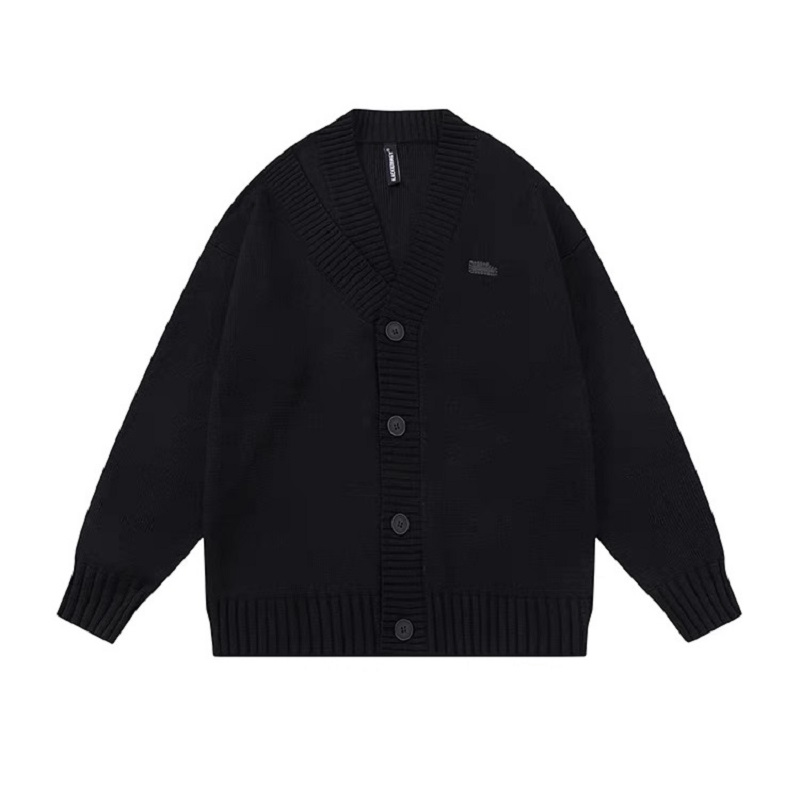 Unisex Retro Minimalist V-Neck Sweater Cardigan - Loose Fit Trendy Knitted Jacket for Early Spring Style Unisex Retro Minimalist V-Neck Sweater Cardigan - Loose Fit Trendy Knitted Jacket for Early Spring Style