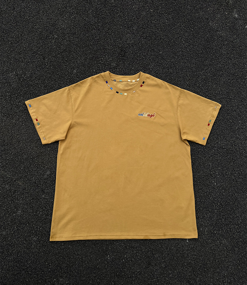 Unisex Retro Rainbow Embroidery Short Sleeve T-Shirt – American National Style, Loose Fit, Summer Essential for Couples Unisex Retro Rainbow Embroidery Short Sleeve T-Shirt – American National Style, Loose Fit, Summer Essential for Couples