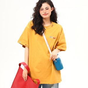 Unisex Retro Rainbow Embroidery Short Sleeve T-Shirt – American National Style, Loose Fit, Summer Essential for Couples