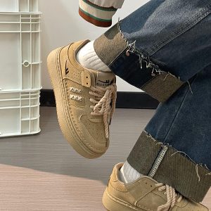 Unisex Retro Thick-Soled Sneakers - Breathable American Style Sports Shoes for Women - Versatile Spring and Autumn Footwear