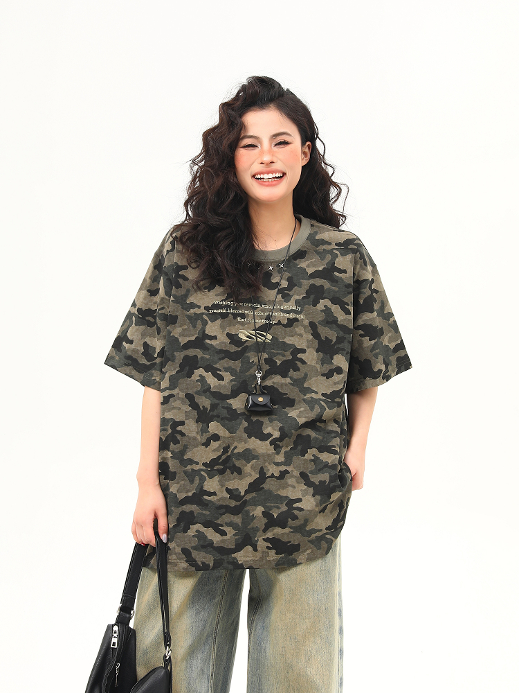Unisex Retro Washed Camouflage Short-Sleeve T-Shirt - Trendy Loose Fit Summer Top for Couples, Y2K Style Unisex Retro Washed Camouflage Short-Sleeve T-Shirt - Trendy Loose Fit Summer Top for Couples, Y2K Style