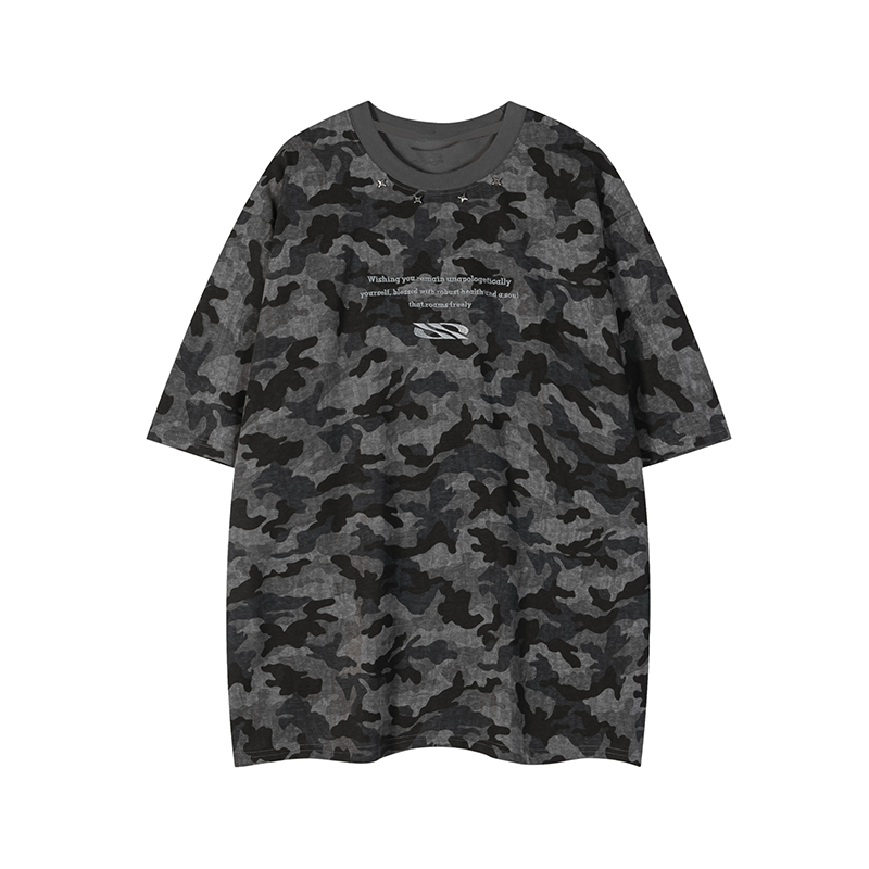 Unisex Retro Washed Camouflage Short-Sleeve T-Shirt - Trendy Loose Fit Summer Top for Couples, Y2K Style Unisex Retro Washed Camouflage Short-Sleeve T-Shirt - Trendy Loose Fit Summer Top for Couples, Y2K Style