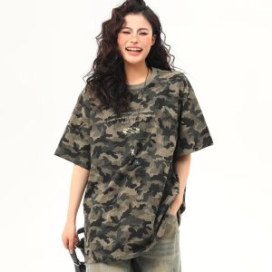 Unisex Retro Washed Camouflage Short-Sleeve T-Shirt - Trendy Loose Fit Summer Top for Couples, Y2K Style