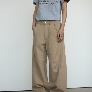 Unisex Retro Wide-Leg Trousers with Tailored Curved Blade Design - Casual Straight Loose Pants for 90s Inspired Style