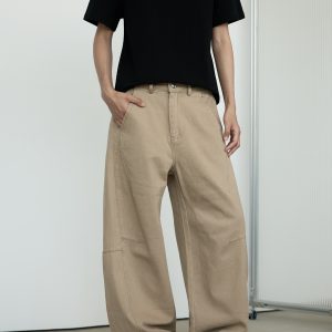 Unisex Retro Wide-Leg Trousers with Tailored Curved Blade Design - Casual Straight Loose Pants for 90s Inspired Style