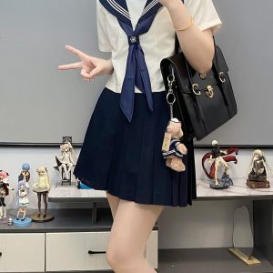 Unisex Sailor Suit Set - Authentic JK Uniform with Long & Short Sleeves, Basic White, Three-Volume Design for Middle School Style