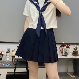 Unisex Sailor Suit Set - Authentic JK Uniform with Long & Short Sleeves, Basic White, Three-Volume Design for Middle School Style