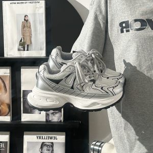 Unisex Silver Mesh Dad Shoes - Breathable Summer Sports Sneakers for Women - Versatile 2025 Style