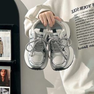 Unisex Silver Mesh Dad Shoes - Breathable Summer Sports Sneakers for Women - Versatile 2025 Style